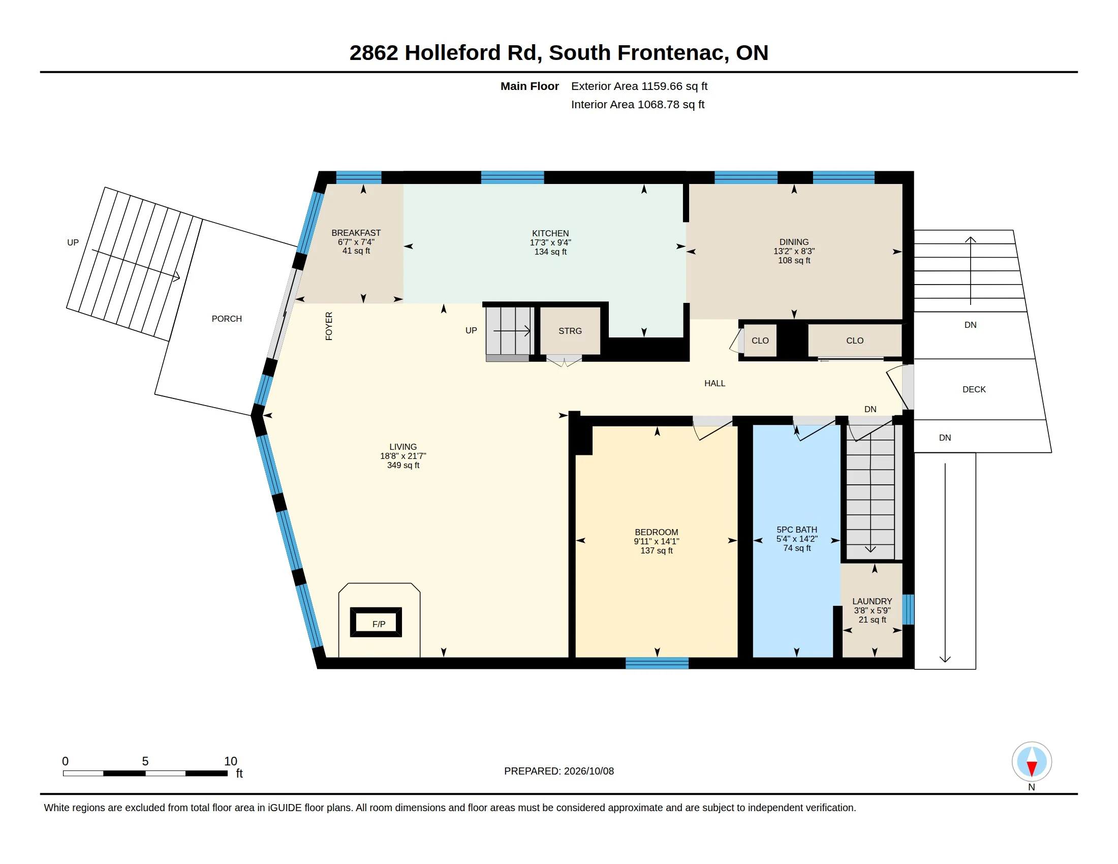 Main floor plan of 2862 Holleford Road